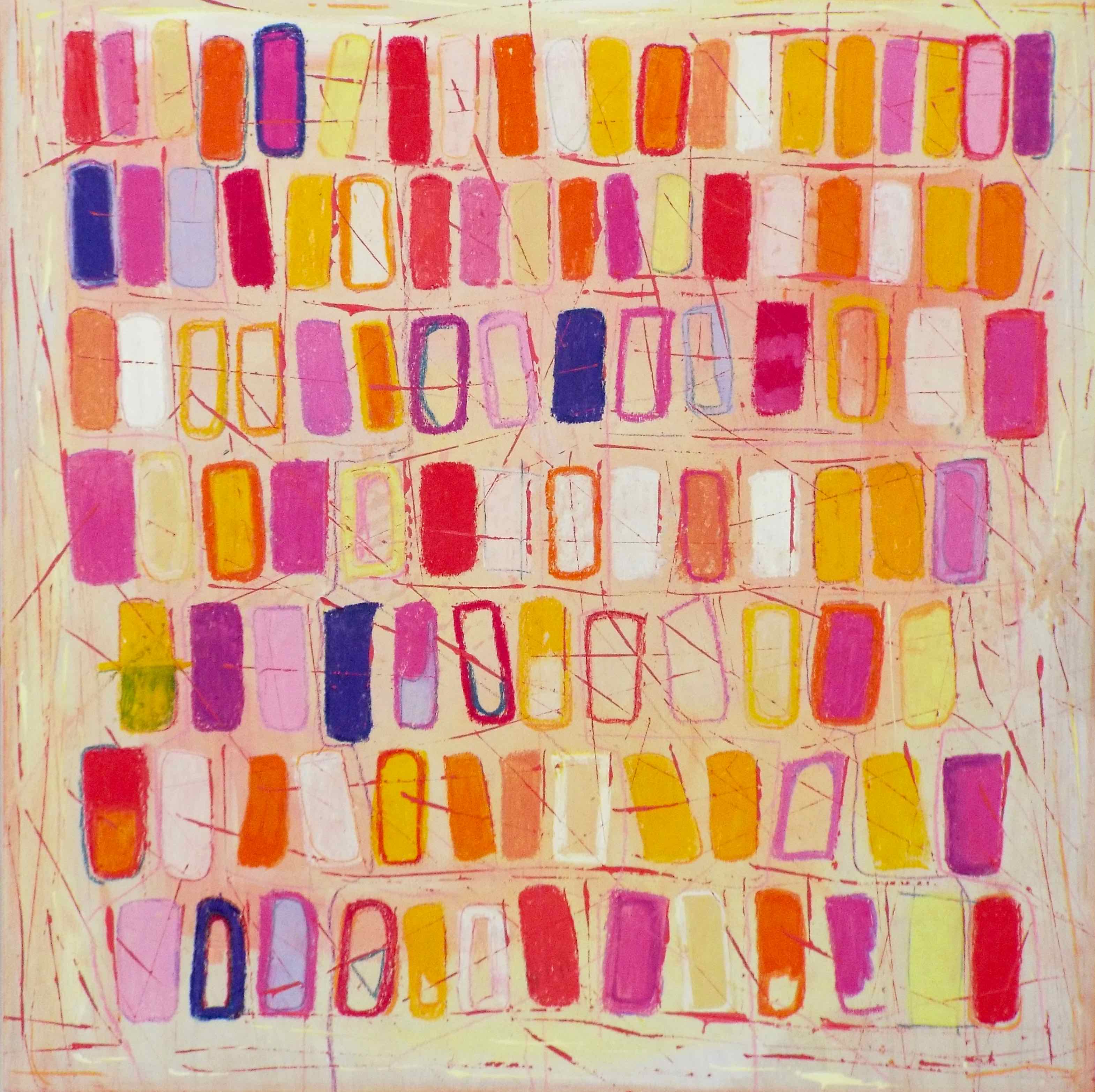 1903-09_2019 pastels à l'huile, acrylique, crayons pastels secs sur bois 61x61cm (24x24po)