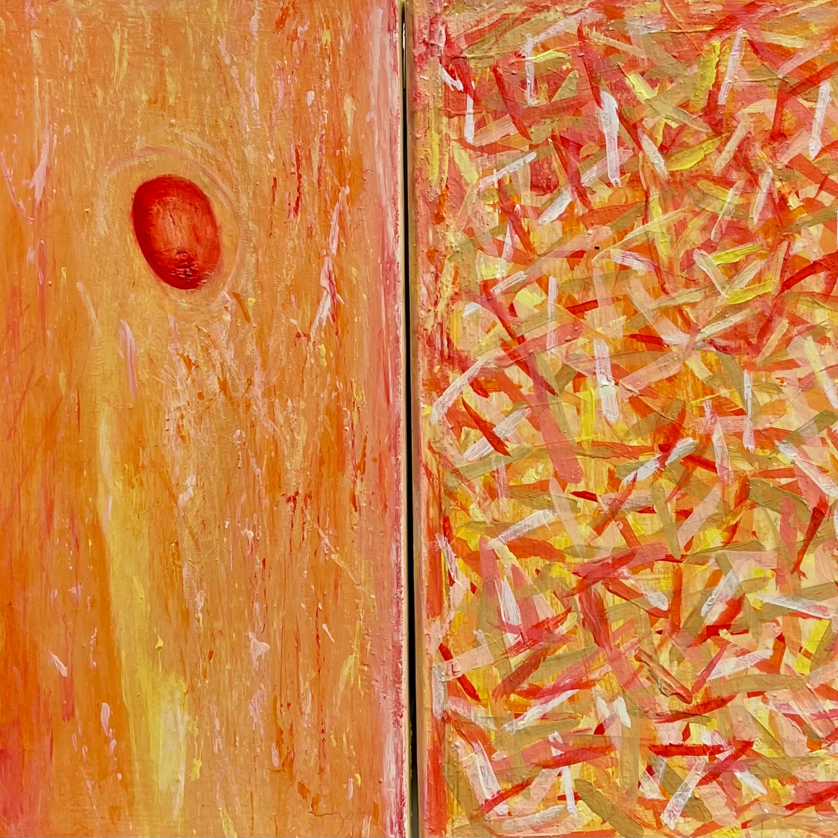 2112-11_2021 diptyque, acrylique sur bois brut 23 1/2x46 1/2x4cm (9 1/4x18 1/4x1 1/2po)