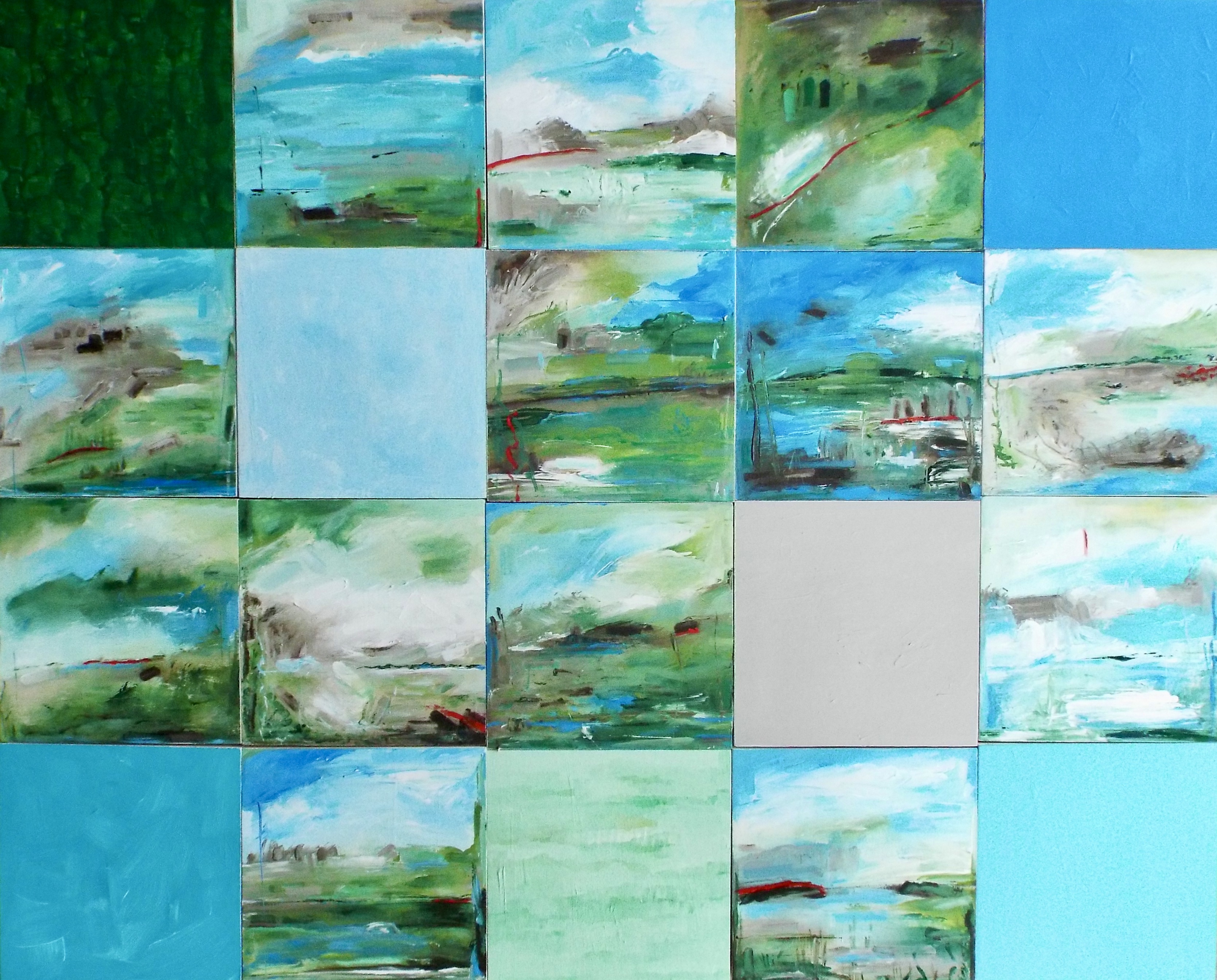 2011-09_2020 Polyptyque, acrylique sur bois 81,5x102x7,5 cm (32x40x2,75po)